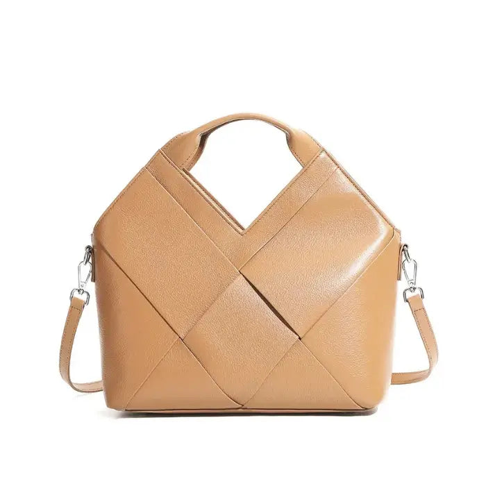 Bolso tote trenzado caramelo de cuero legítimo – Modelo Verona