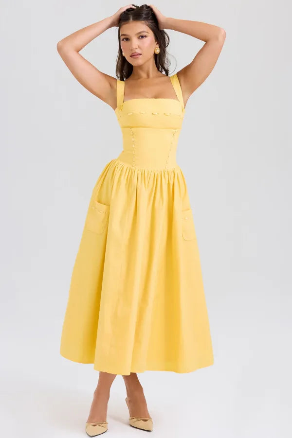 vestidos  vestido midi vestido elegante vestido casual
Veliara store Veliara moldeadores shein vestidos  vestido amarillo vestido bolsillos