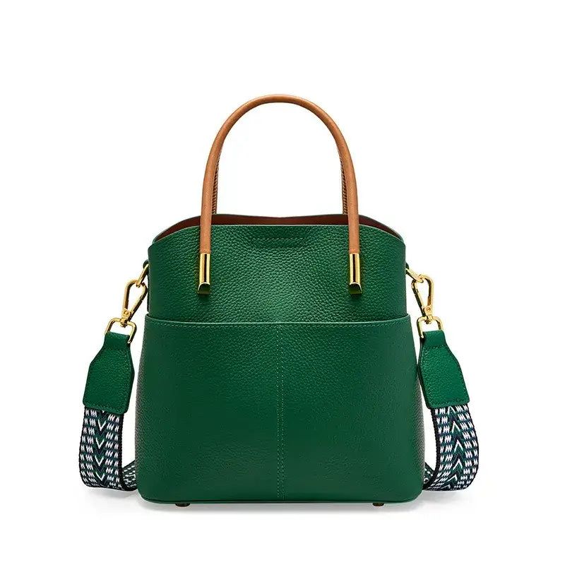 Bolso tote verde de cuero legítimo para mujer – Modelo Giordana