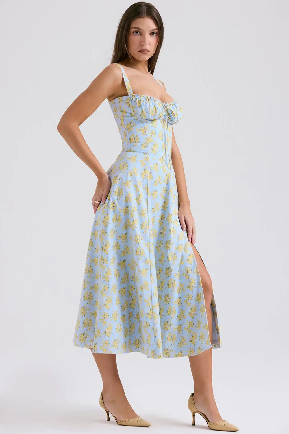 Vestido Midi Attracione Floral - Moldea la Cintura