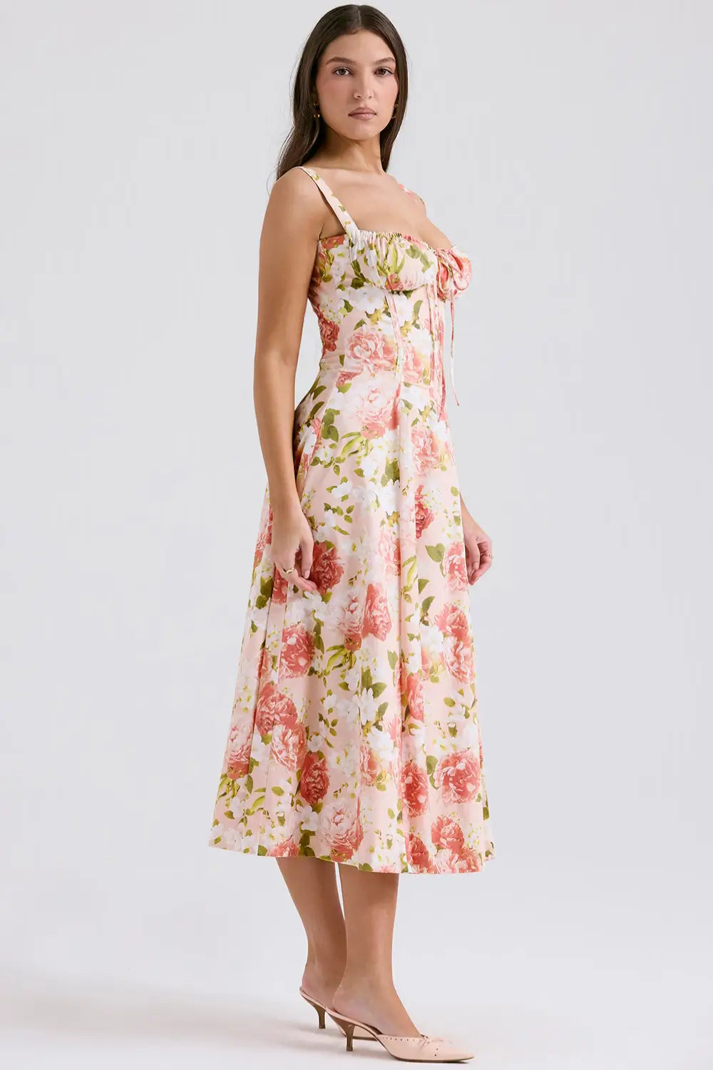 Vestido Midi Attracione Floral - Moldea la Cintura