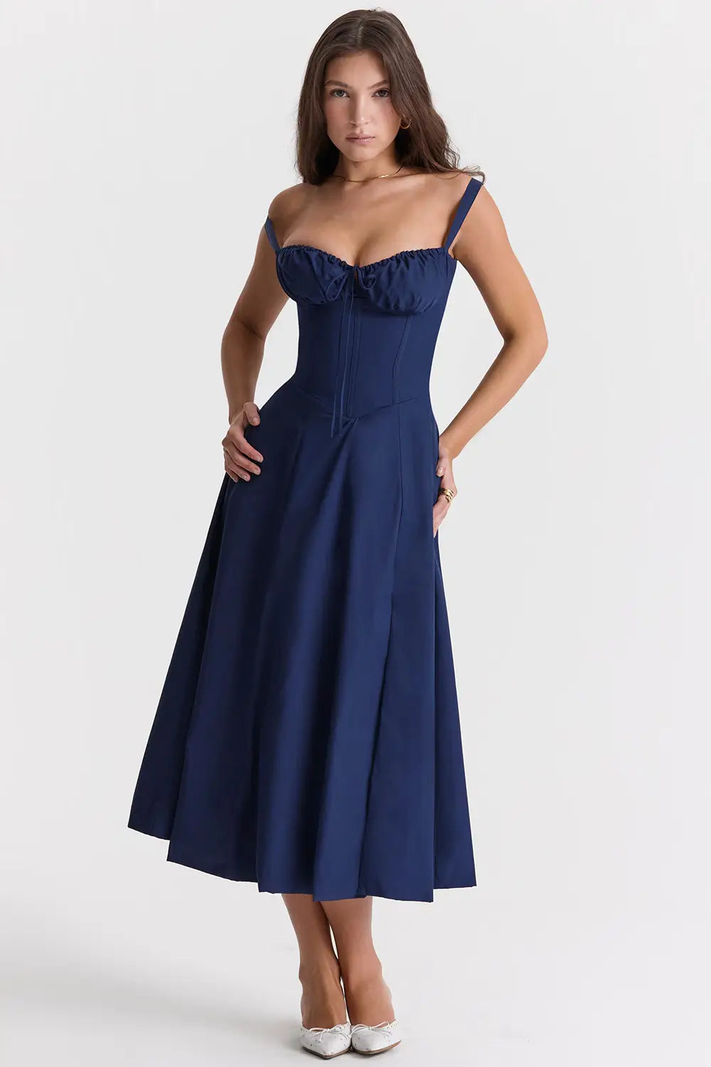 Vestido Midi Azul Corset